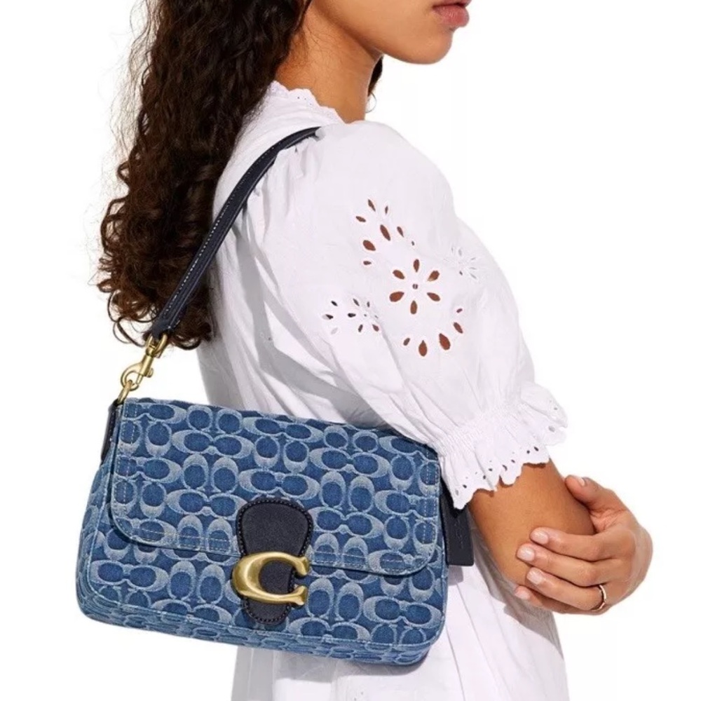 Coach Tabby Washed Denim b4/indigo Soft Shoulder Bag - Picture 2 of 15